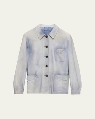 Prada 3-Pocket Suede Shirt Jacket