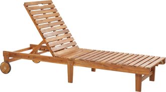 Beliani Tumbona Reclinable De Madera De Acacia Clara Blanco Respaldo Plegable Pietralunga