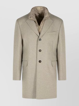 Fay simple notch lapel coat with flap pockets