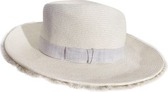 YESTADT MILLINERY Cream Fine Straw Fedora Hat Size M
