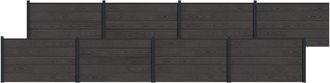vidaXL Panel De Valla 8 Pcs Wpc Y Aluminio Negro Vidaxl
