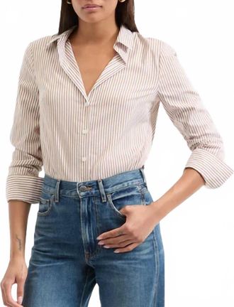 Veronica Beard Amelia Stripe Shirt In Wht/acorn