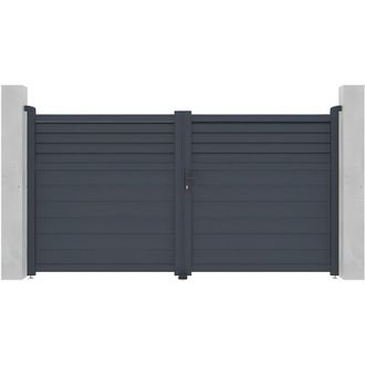 Vente-Unique Vente-unique - Cancello battente a persiana L305 x H166 cm in Alluminio Antracite - viazo