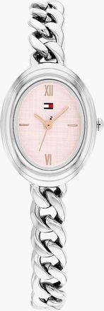 Tommy Hilfiger Womens 27MM Textured Oval Dial Chain Watch - Pink