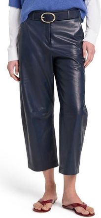 TWP Slouchy Boyfriend Crop Leather Pants in Midnight at Nordstrom, Size 12