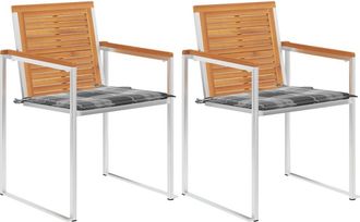 vidaXL Vidaxl - Sillas De Jard&iacute;n Con Cojines 2 Uds Madera Maciza Acacia Y Acero