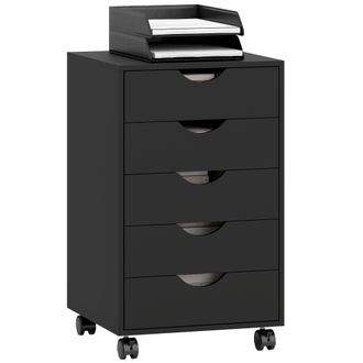 OEM Cajonera De Oficina Con Ruedas Y 5 Cajones, Mueble Archivador Para Estudio Y Sal&oacute;n, 40x40x67 Cm, Negro