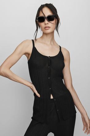 Alo | Sweater Sunlit Button Down Tank Top in Black, Size: Medium