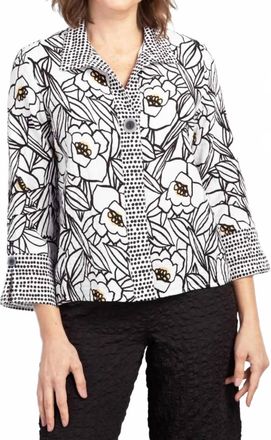 Habitat Palm Beach Floral Blouse In White/ Black / Gold