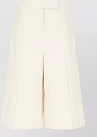 Max Mara linen bermuda shorts pleats belt loops pockets