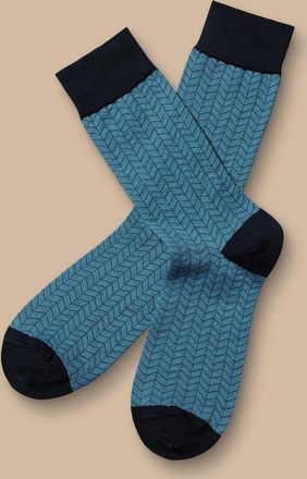 CHARLES TYRWHITT Chevron Socks - Ocean Blue Size 10.5-13 by Charles Tyrwhitt