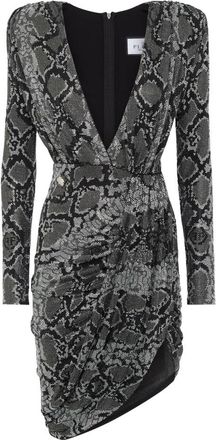 Philipp Plein V-Neck Mini Dress - Dames - Feestkleedjes - Grijs - M - Polyester - Kleedjes