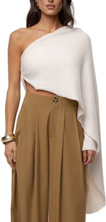 JLUXLABEL Capsule One-Shoulder Crop Sweater in Ivory at Nordstrom, Size X-Large