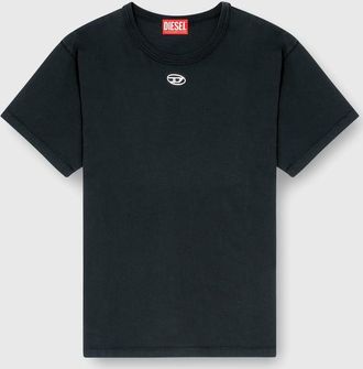 Diesel Cotton T-shirt with metallic Oval D - T-Shirts - Woman - Black