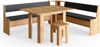 Vicco Conjunto Con Banco Esquinero Roman, Roble Dorado, 210 X 41.5 Cm Con Mesa