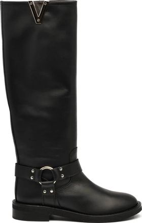 Via Roma 15 Zwarte Leren Laars - Dames - Hoge Laarzen - Zwart - 37 1/2 EU - Leer - Schoenen