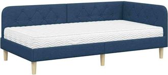 vidaXL Estructura De Cama En Esquina Con Colch&oacute;n Azul 90 X 190 Cm Tela Vidaxl