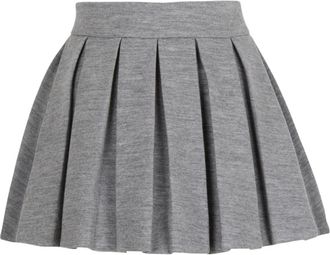 Balmain Korte geplooide gebreide rok van katoen - Dames - Korte rokken - Grijs - 2XS - Katoen - Rokken
