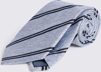 Moss Light Blue & Navy Silk Stripe Tie