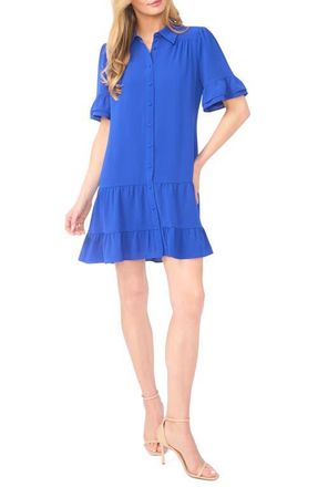 CeCe by Cynthia Steffe Ruffle Sleeve Mini Shirtdress in Deep Royal Blue at Nordstrom, Size Medium