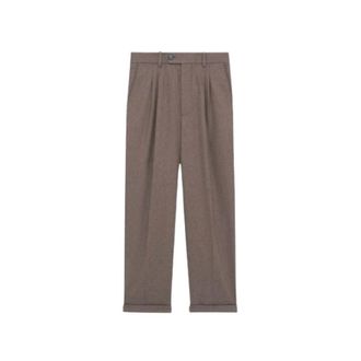 Dr&ocirc;le de Monsieur Broeken, Heren, Bruin, L, Wol, Le Pantalon Cropped Pleated
