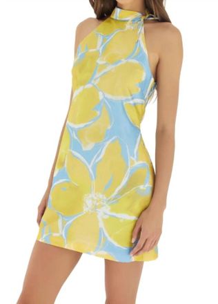 Hutch Sleeveless A-Line Shift Dress In Gardenia, Yellow & Blue