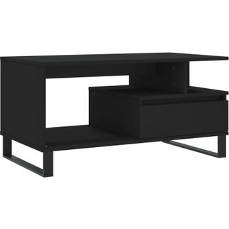 vidaXL Mesa De Centro Madera Contrachapada Negro 90x49x45 Cm Vidaxl