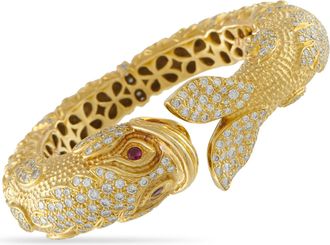 Luxury Bazaar 18K Yellow Gold 3.85ct Diamond Bangle Bracelet MF10-121025