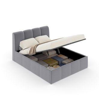 Concept Usine Ba&uacute;l cama Cloud 160x200cm terciopelo gris