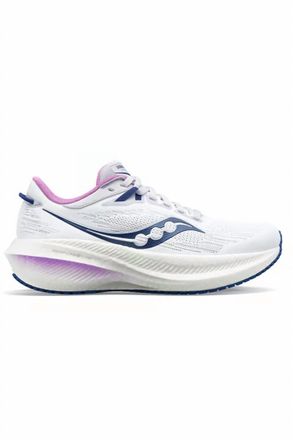 Saucony Womens Triumph 21 Running Shoes In White/indigo/lavendar
