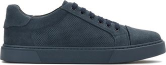 Kazar marineblauwe su&egrave;de heren sneakers met geperforeerd bovenwerk - Heren - Sneakers - Blauw - 42 EU - Su&egrave;de - Schoenen