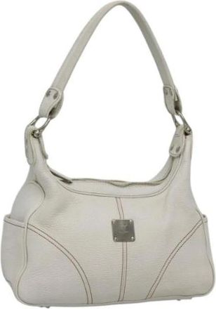 MCM Tweedehands leren handtassen - Dames - Vintage Handtas - Wit - ONE Size - Leer - Vintage