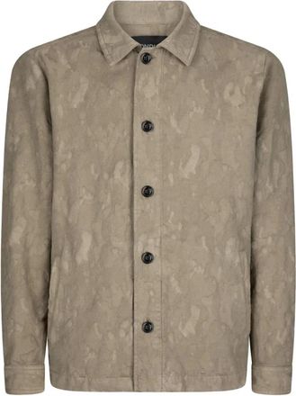 Dondup Shirt jacket met regular fit van camouflage katoen - Heren - Spijkerjassen - Beige - M - Katoen - Jassen
