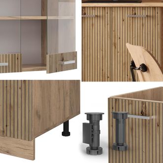 Vicco Cocina Vers&aacute;til R-line, Roble Artesanal/roble Dorado, 140 Cm Sin Encimera