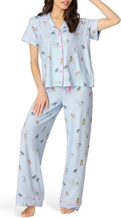 PJ Salvage Bark Park Jersey Pajamas in Blue Ice at Nordstrom, Size X-Small