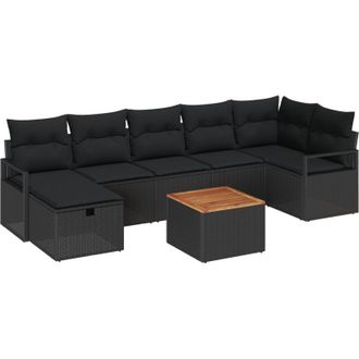 vidaXL Vidaxl - Set Divano da Giardino con cuscino 8 pcs Nero Poly Rattan