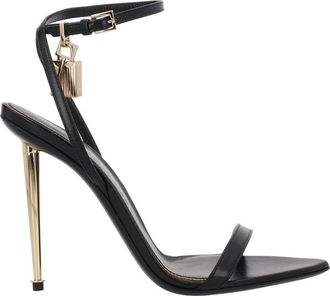 Tom Ford Black Padlock Charm Metallic Stiletto Sandals
