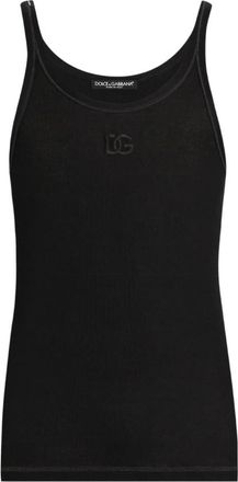 Dolce & Gabbana Zwart Geribbeld Hemd Aw 25 - Heren - Tops zonder mouwen - Zwart - M - Katoen - Tops