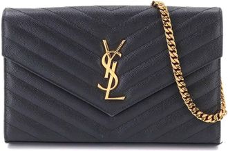 Saint Laurent Black Leather Chain/Shoulder Wallet (Pre-Owned)