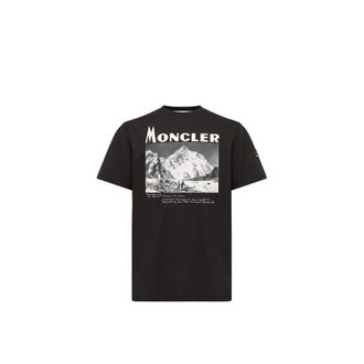 Moncler Moncler K2 Print Short Sleeve Cotton Jersey T-shirt, Men, Black, Size: Xl