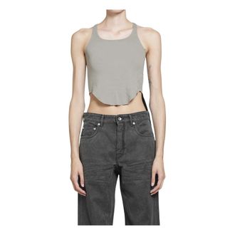 Rick Owens Top B&aacute;sico Corto - Tops - Mujer - Gris - XS