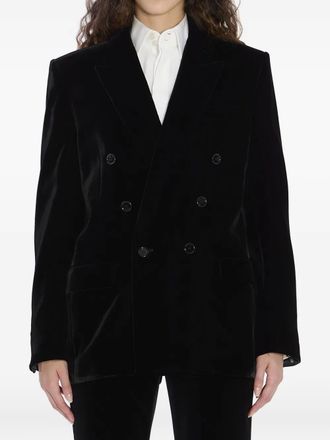 Saint Laurent Cassandre fluwelen jack met dubbele rij knopen - 1000|Black