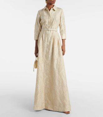 SIMKHAI Courtney Belted Gown In Coconut