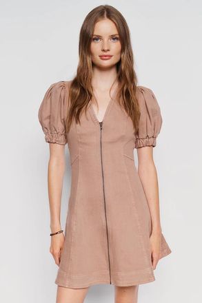 Pilcro Calder Puff-Sleeve Denim Mini Dress
