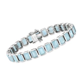 Ross-Simons Bezel-Set Aquamarine Bracelet in Sterling Silver