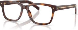 Prada 55mm Rectangle optical glasses in Tortoise at Nordstrom