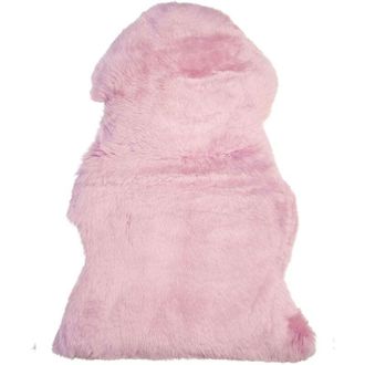 Beliani Alfombra De Cuero Rosa Piel De Oveja 65 X 110 Cm Decoraci&oacute;n Para Sal&oacute;n O Dormitorio Uluru