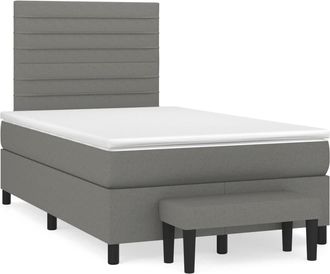 vidaXL Cama Box Spring Con Colch&oacute;n Tela Gris Oscuro 120x190 Cm Vidaxl