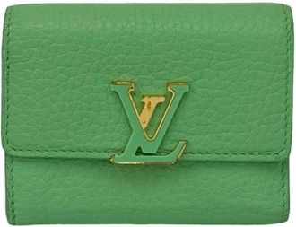 Louis Vuitton Green Pink Leather Wallet (Tri-Fold) (Pre-Owned)