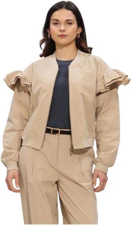 Summum Jassen, Dames, Beige, 2Xl, Katoen, Bomberjack van katoenmix